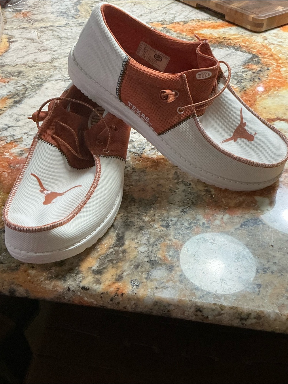 Hey Dude Kids White and Burnt Orange Canvas Slip-On Sneakers